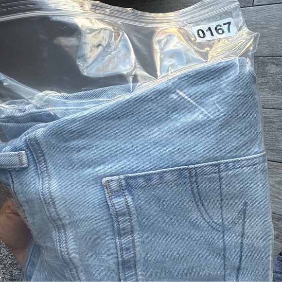 AMERICAN EAGLE JEANS WOMENS 16 SHORT THRASHED STRAIGHT HIGH RISE STRIGID - Picture 12 of 12